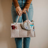 Oatmeal Diaper Caddy.