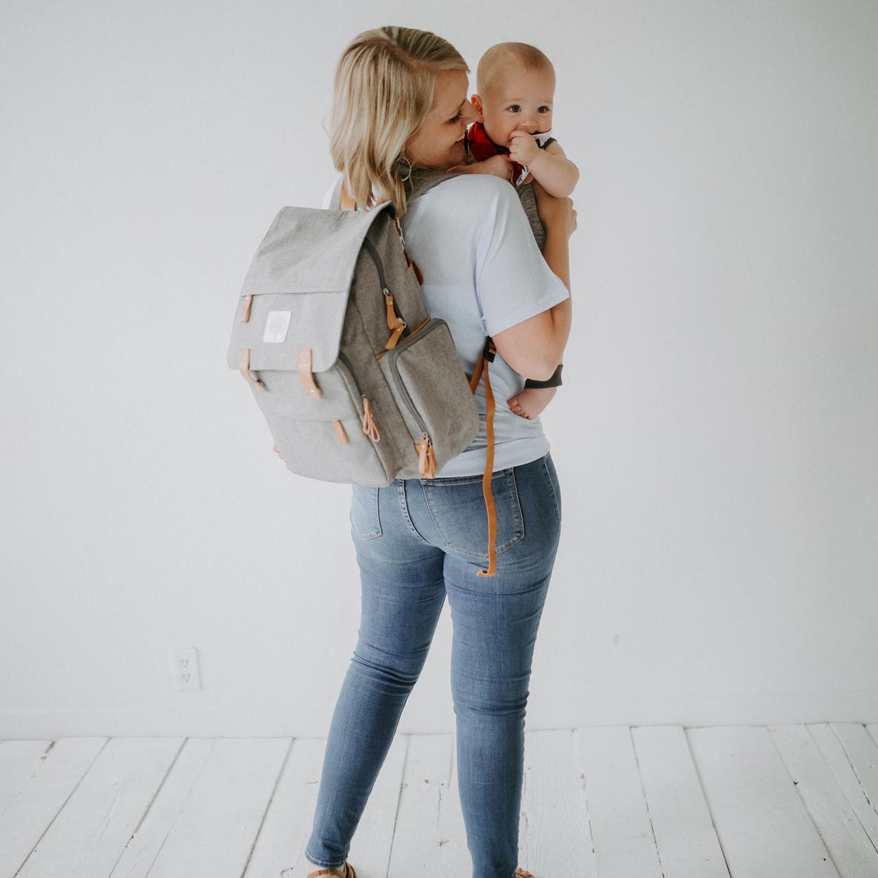 Parker Baby Co. Large Diaper Backpack Birch Bag - Cream