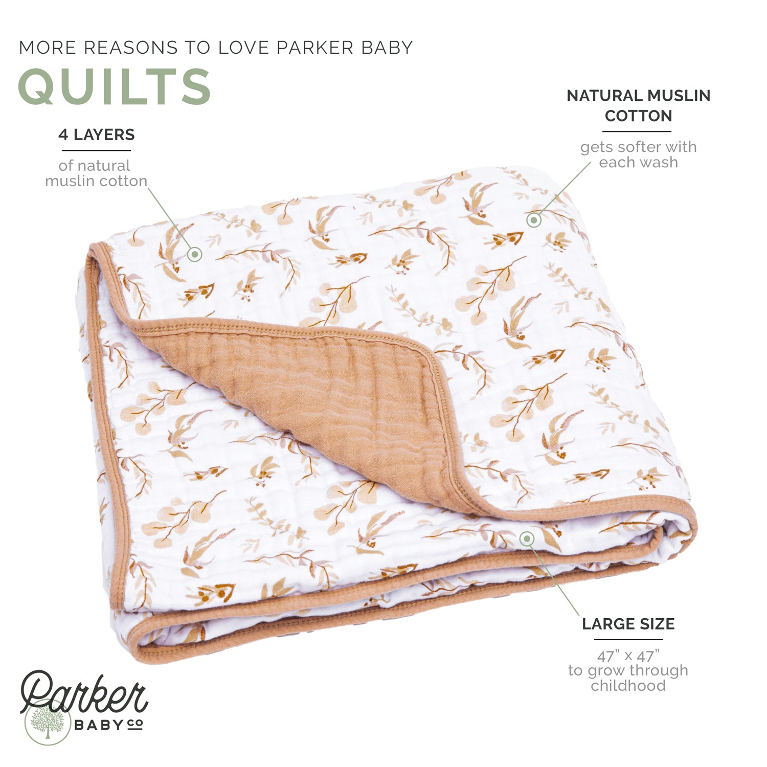 Muslin Cotton Blankets, Prairie Floral Quilt
